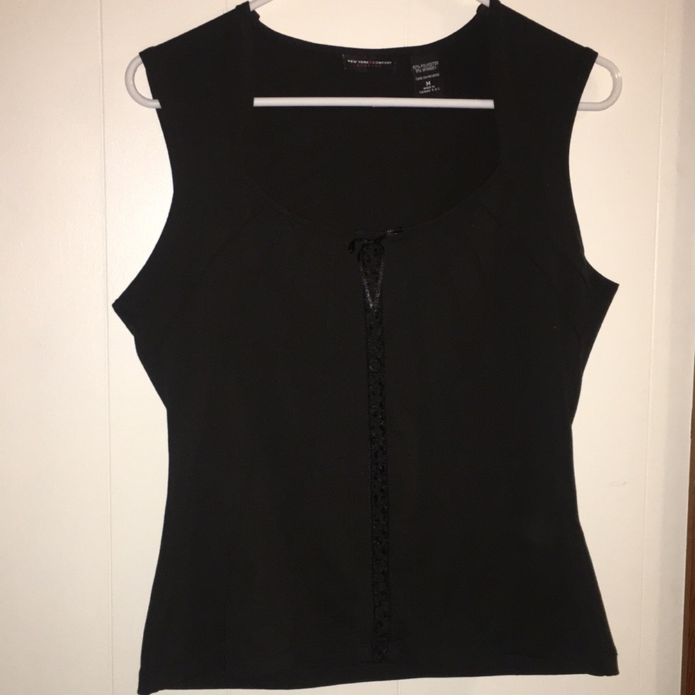 Black lace up front tank